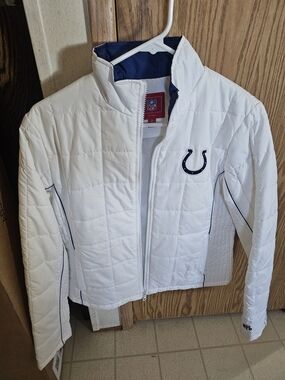 Indianapolis Colts White Quilted Jacket with Navy Trim